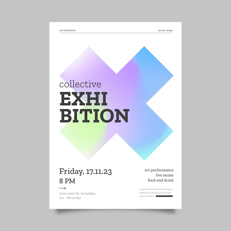 Vector gratuito plantilla de diseño de cartel de moda degradado
