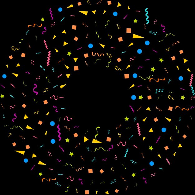 Plantilla de diseño de concepto de confeti vacaciones feliz día fondo negro celebración ilustración vectorial