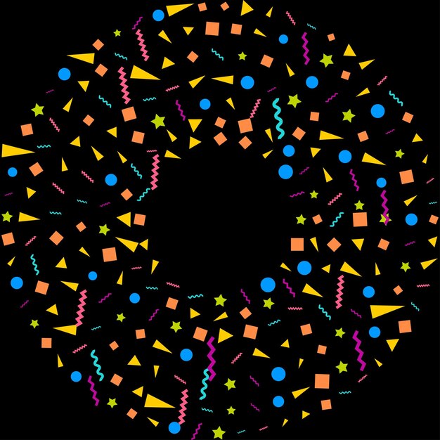 Plantilla de diseño de concepto de confeti vacaciones feliz día fondo negro celebración ilustración vectorial