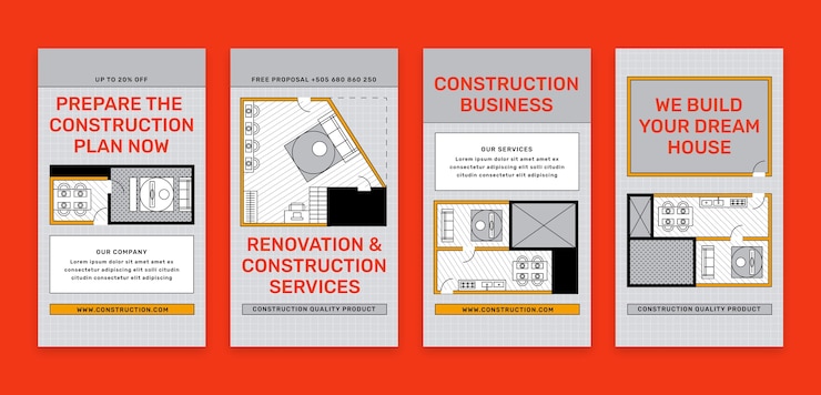 Vector gratuito plantilla de diseño de construcción de diseño plano