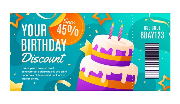 Plantilla de diseño de cupón de venta de cumpleaños