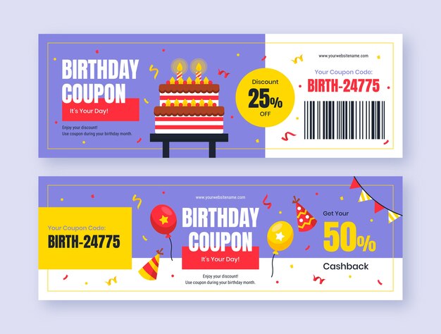 Plantilla de diseño de cupón de venta de cumpleaños
