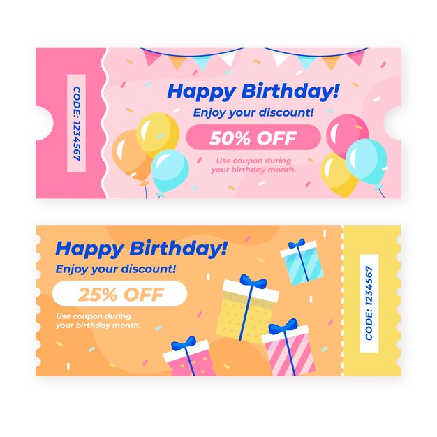 Plantilla de diseño de cupón de venta de cumpleaños