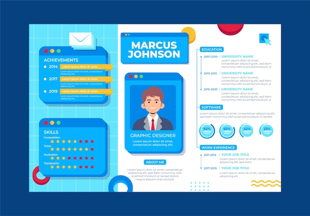 Vector gratuito plantilla de diseño de currículum en línea de recursos humanos