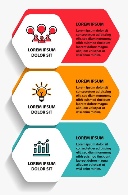 plantilla de diseño de diagrama de flujo infográfico de 3 pasos