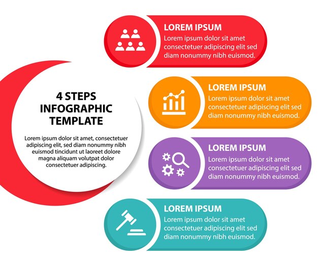 plantilla de diseño de diagrama de flujo infográfico de 4 pasos