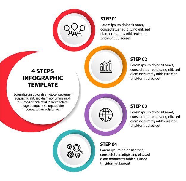 plantilla de diseño de diagrama de flujo infográfico de 4 pasos