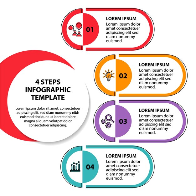 plantilla de diseño de diagrama de flujo infográfico de 4 pasos