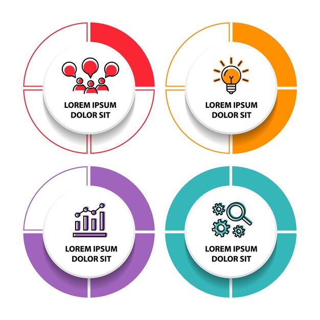 Plantilla de diseño de diagrama de flujo infográfico de 4 pasos