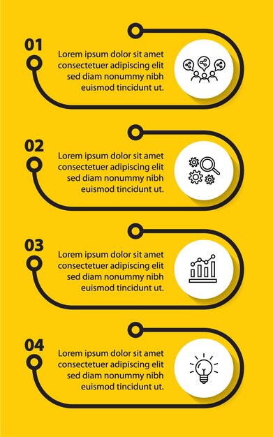 Plantilla de diseño de diagrama de flujo infográfico de 4 pasos