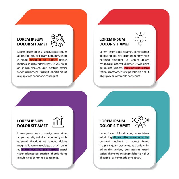 plantilla de diseño de diagrama de flujo infográfico de 4 pasos