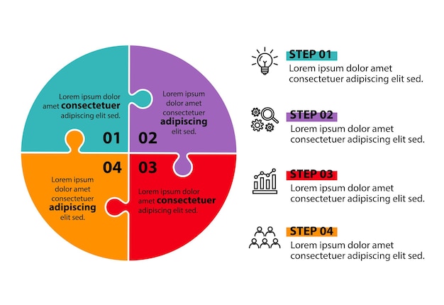 plantilla de diseño de diagrama de flujo infográfico de 4 pasos