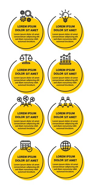 plantilla de diseño de diagrama de flujo infográfico de 8 pasos