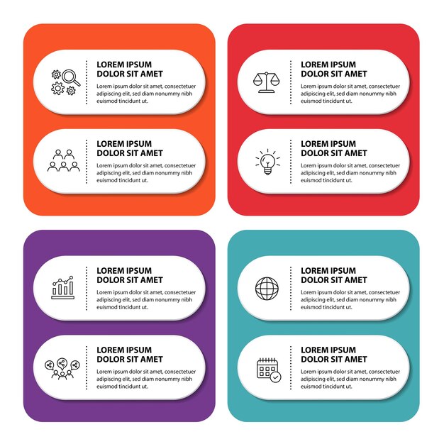 plantilla de diseño de diagrama de flujo infográfico de 8 pasos