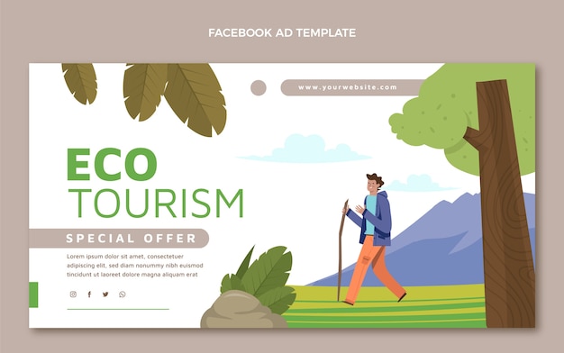 Vector gratuito plantilla de diseño de ecoturismo de diseño plano