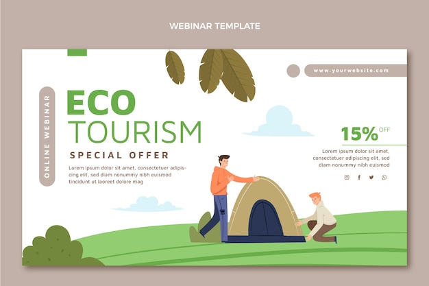 Vector gratuito plantilla de diseño de ecoturismo de diseño plano