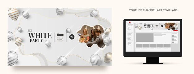 Plantilla de diseño de fiesta blanca realista