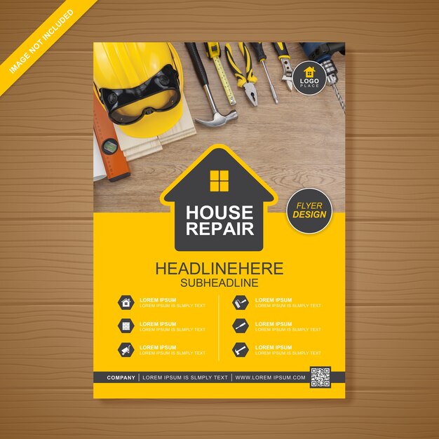 Plantilla De Diseno De Flyer De Construccion Para Impresion Vector Premium