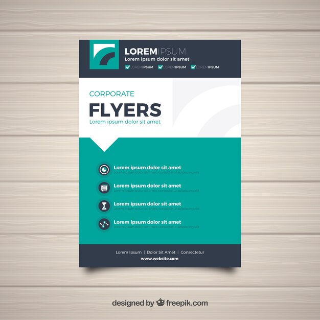 Plantilla de diseño de flyer moderno verde y oscuro