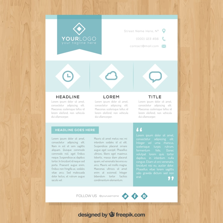 Vector gratuito plantilla de diseño de folleto blanco con texto