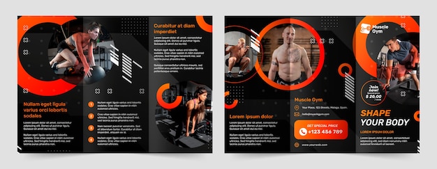 Plantilla de diseño de folleto de gimnasio