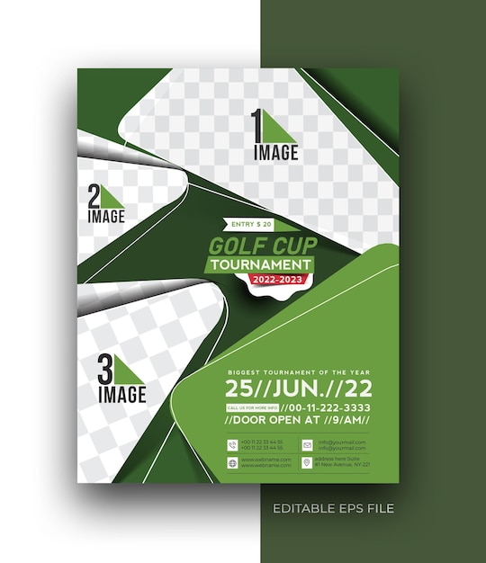 Plantilla de diseño de folleto de póster de volante comercial A4 de club de golf