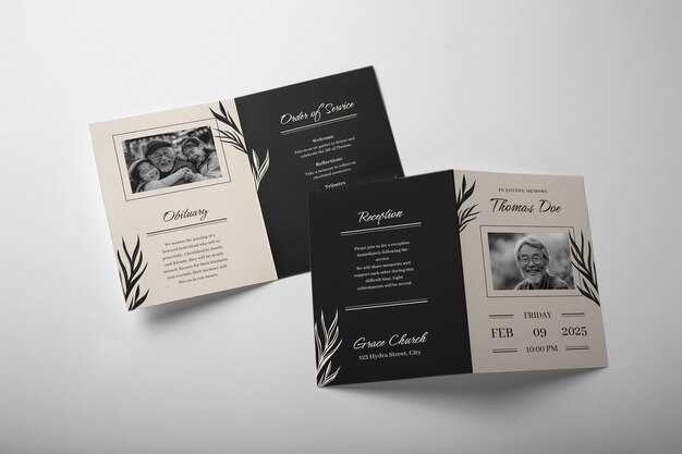 plantilla de diseño de folleto triplo de funerales