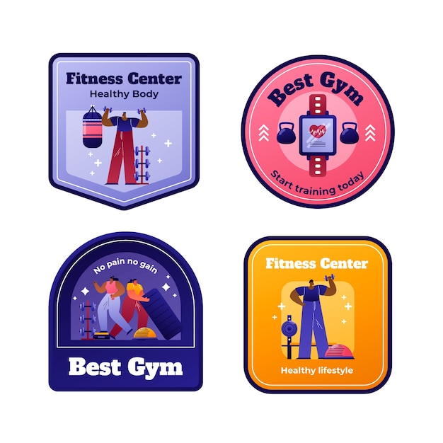 Vector gratuito plantilla de diseño de gimnasio y fitness degradado