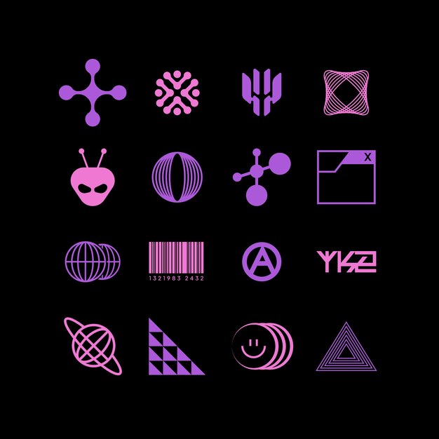 plantilla de diseño de iconos del Y2K