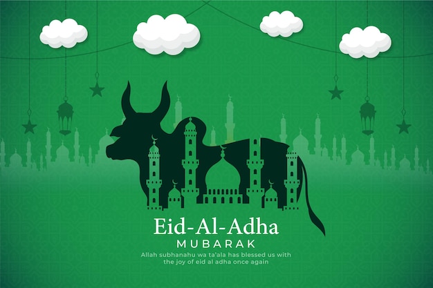 Vector gratuito plantilla de diseño de ilustración de la bandera de eid al adha mubarak