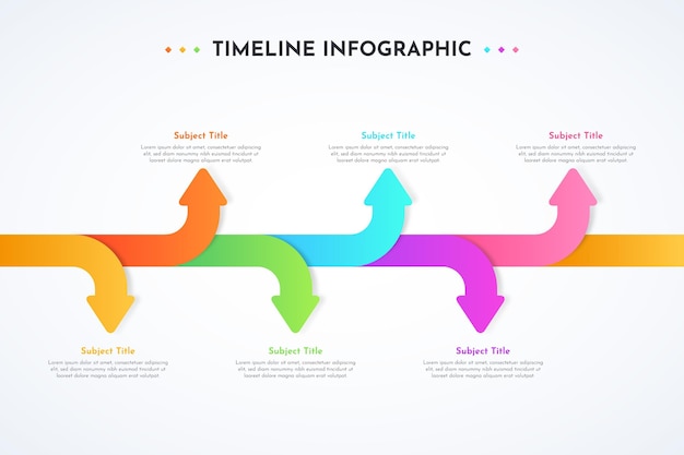 Plantilla de diseño de infografía degradado de línea de tiempo