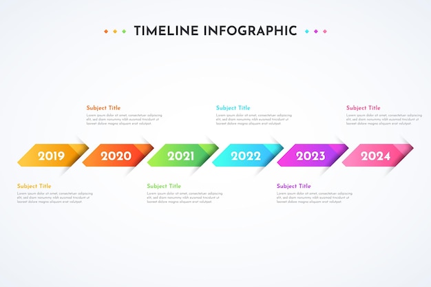 Plantilla de diseño de infografía degradado de línea de tiempo