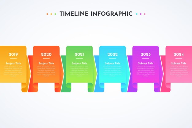 Plantilla de diseño de infografía degradado de línea de tiempo