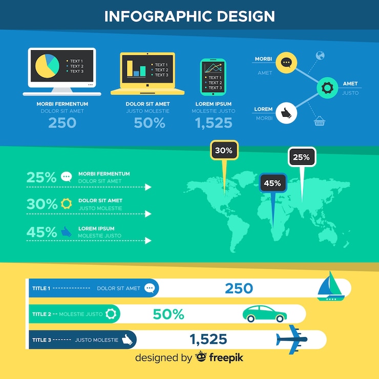 Vector gratuito plantilla de diseño de infografía plana