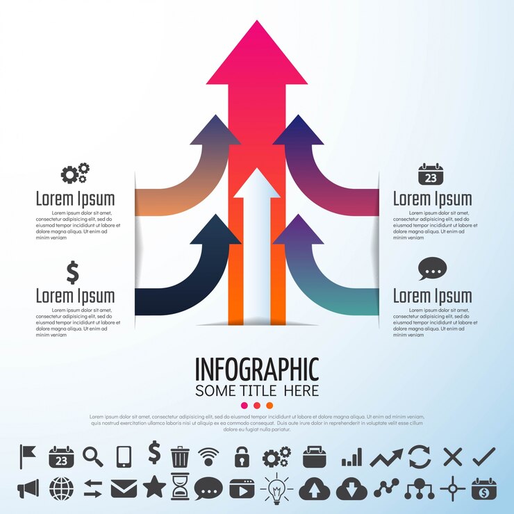 Vector gratuito plantilla de diseño de infografías de flecha