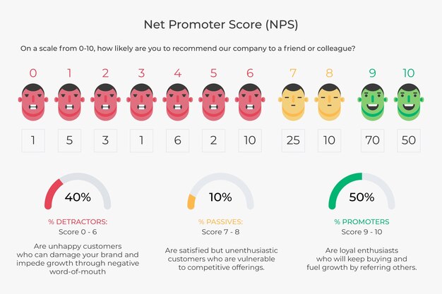 Plantilla de diseño infográfico de diseño plano nps