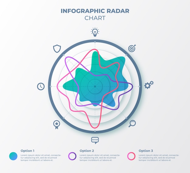 Plantilla de diseño infográfico de gráfico de radar