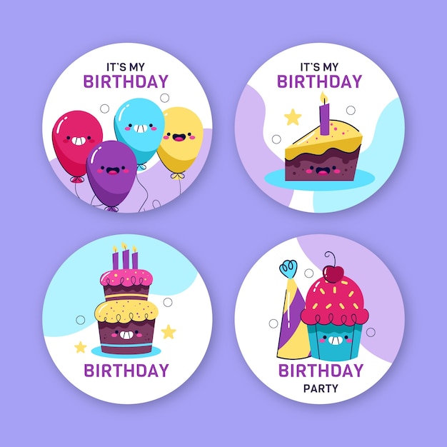 Vector gratuito plantilla de diseño de insignias de cumpleaños