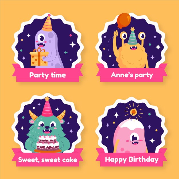 Plantilla de diseño de insignias de cumpleaños