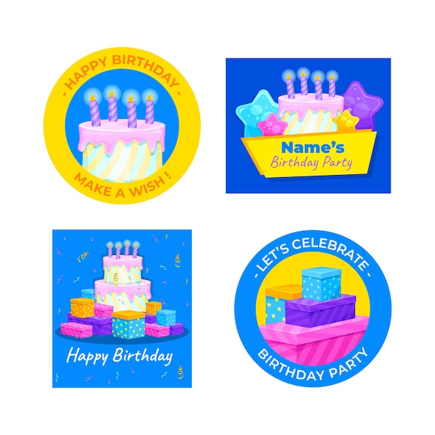 Vector gratuito plantilla de diseño de insignias de cumpleaños