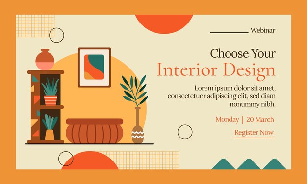 Plantilla de diseño de interiores dibujada a mano