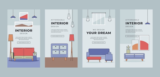 Vector gratuito plantilla de diseño de interiores dibujada a mano