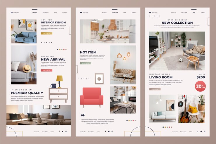 Vector gratuito plantilla de diseño de interiores de diseño plano