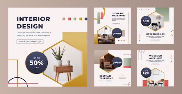Plantilla de diseño de interiores de diseño plano