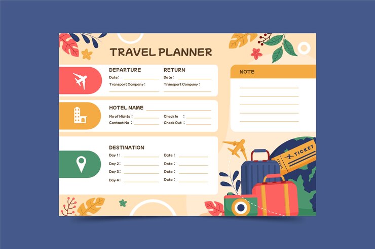 Vector gratuito plantilla de diseño de itinerario de viaje