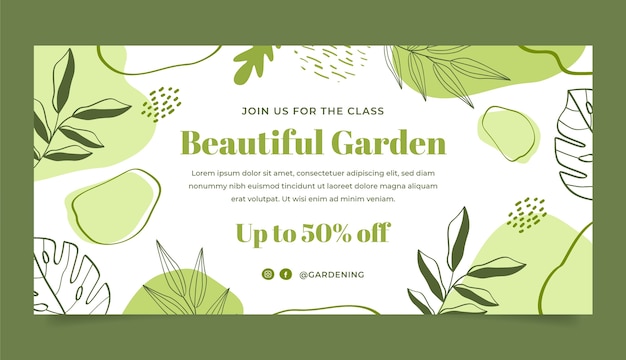 Vector gratuito plantilla de diseño de jardinería dibujada a mano