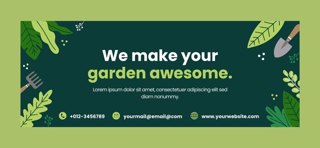 Plantilla de diseño de jardinería dibujada a mano