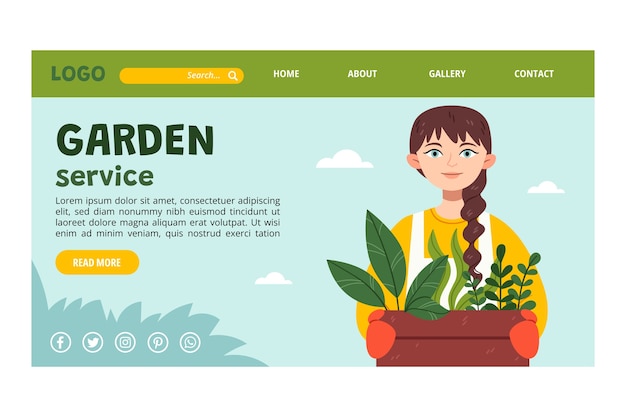 Vector gratuito plantilla de diseño de jardinería dibujada a mano