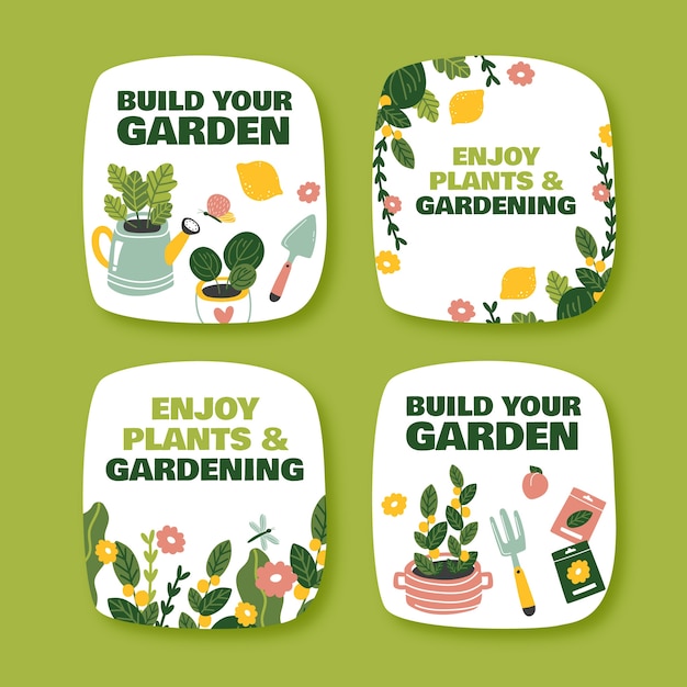 Plantilla de diseño de jardinería dibujada a mano