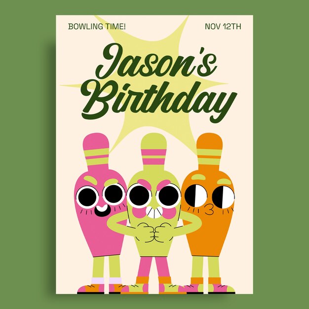 plantilla de diseño de letrero de bolos